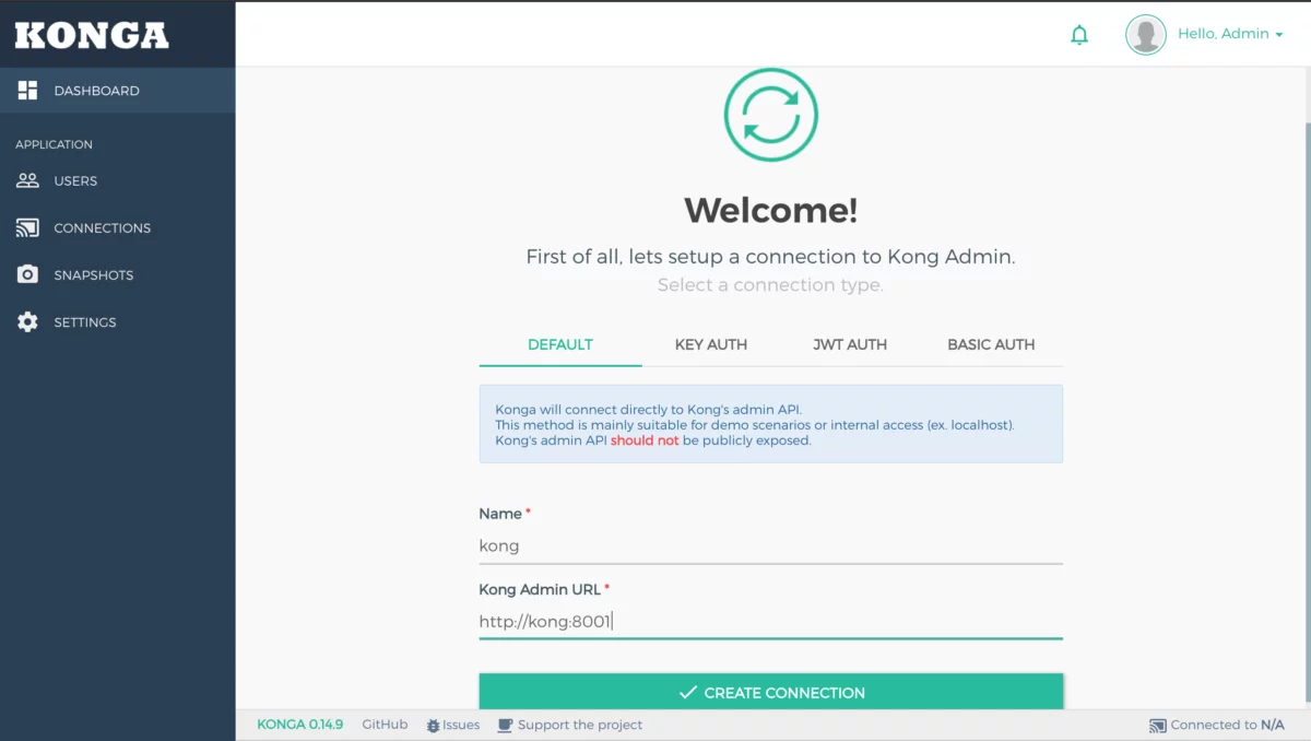 Create connections to Kong Nodes
